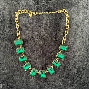 J. Crew Factory Emerald Green and Gold Necklace